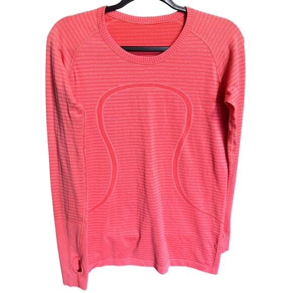 Lululemon Swiftly Tech Long Sleeve Crew Top Striped Heather Pink Size 10 - Picture 6 of 11
